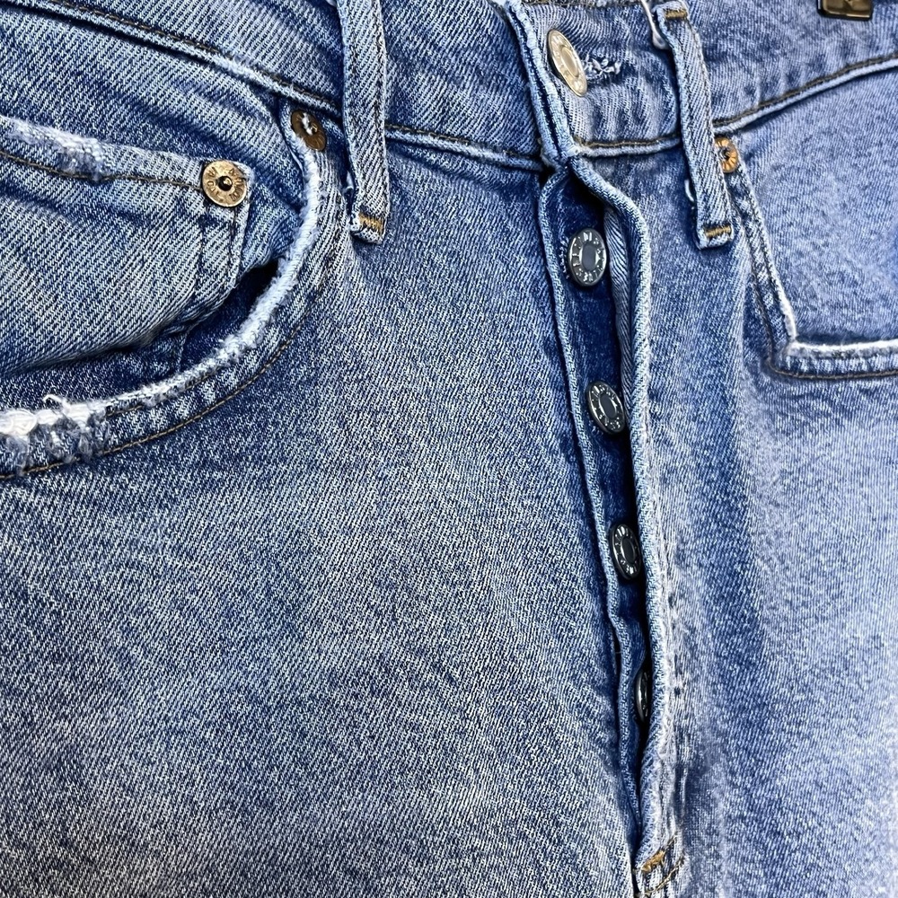 Agolde Riley Distressed Ripped High-Rise Cropped Jeans Size 24 Boho Modern Luxe - Picture 5 of 10